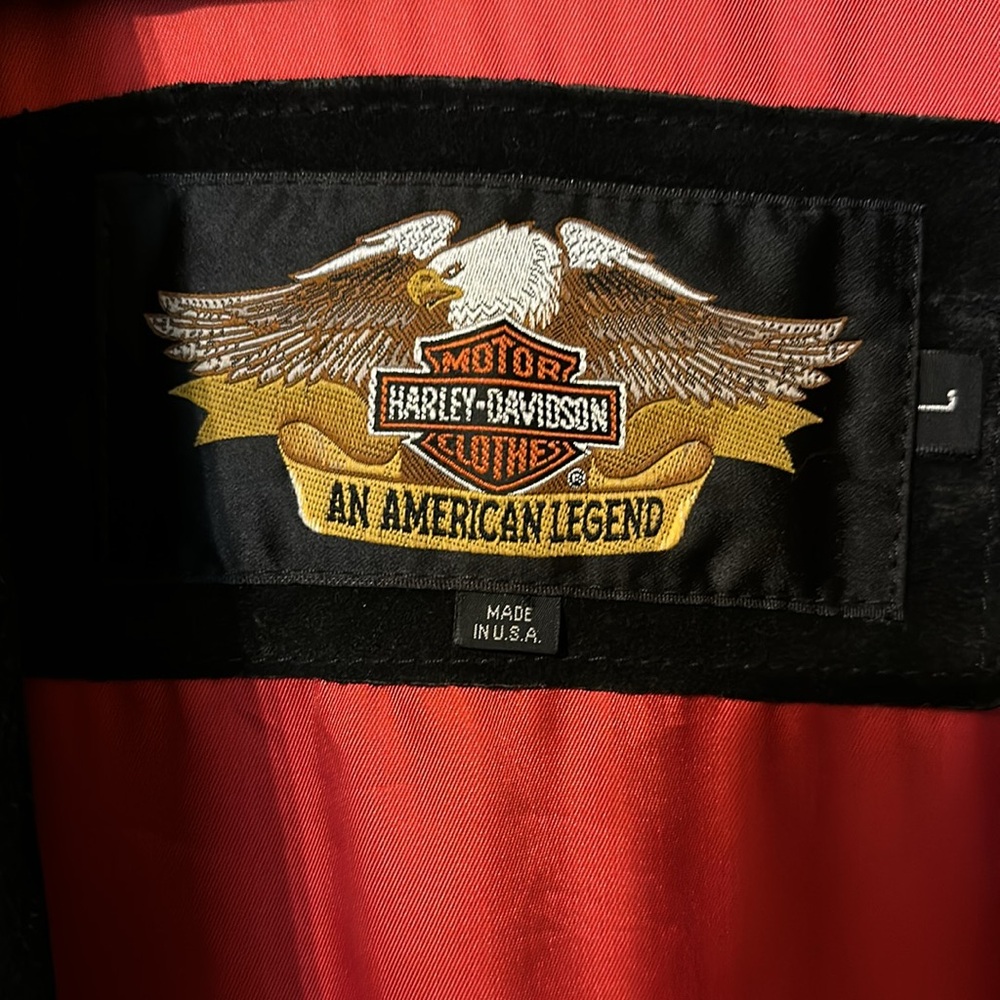 Harley Davidson Black suede leather coat - Picture 2 of 3